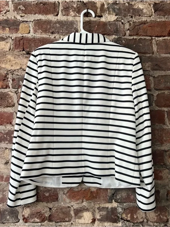 Jules & Leopold Black and White Striped Notch Lapel Blazer - Picture 5 of 5